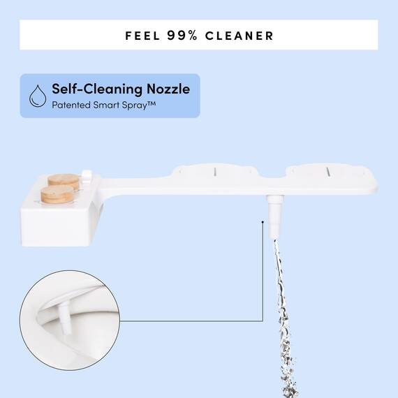 TUSHY Selbstreinigender Bidet-Aufsatz für kaltes bis warmes Wasser Einfache universelle DIY-Installation, kein Klempner erforderlich (Spülanschluss für die Wassertemperaturregelung erforderlich),