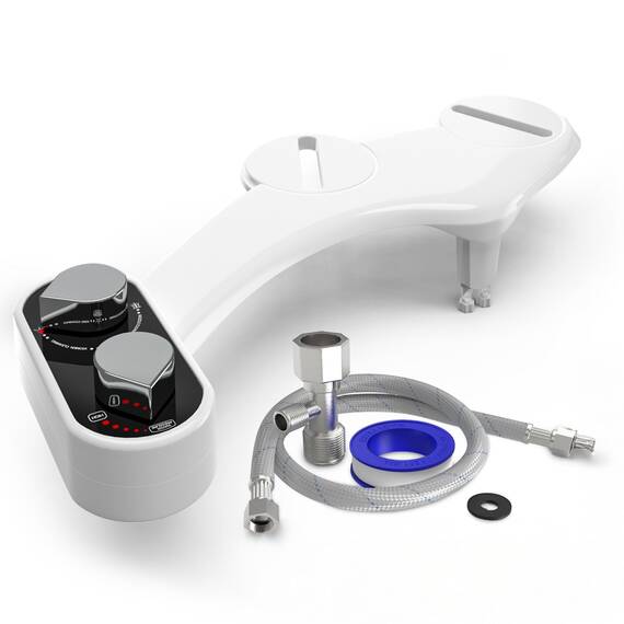Clear Rear – Buttler Bidet-Toilettenaufsatz (1er-Packung), einfache Montage, nicht-elektrisch, mechanischer Bidet-Sprüher, selbstreinigende Düse und einstellbarer Druck