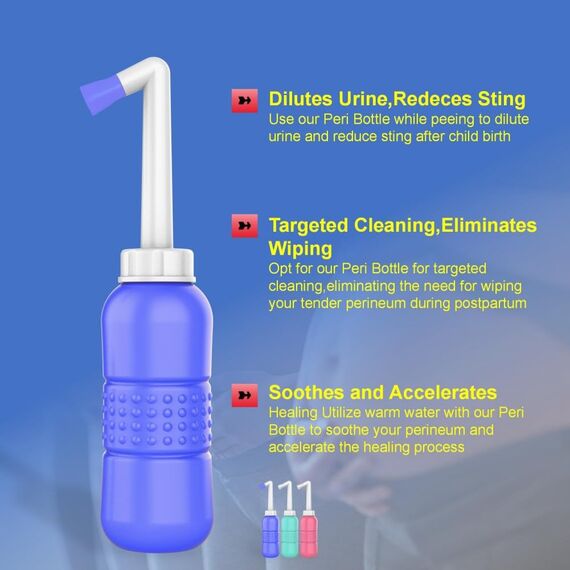 2 Stück Tragbarer Bidet -Portable Bidet - Travel Bidet - Peri Bottle - Hand-Bidet für Bidet, tragbar, mit Reisetasche, 450 ml Fassungsvermögen und abgewinkelter Düse