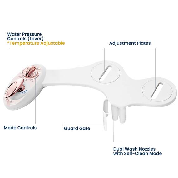 LUXE Bidet NEO 320 – Warm- und Kaltwasser, selbstreinigend, Doppeldüse, nicht elektrischer Bidet-Aufsatz für Toilettensitz, einstellbarer Wasserdruck, Heck- und Feminine-Waschung, Hebelsteuerung