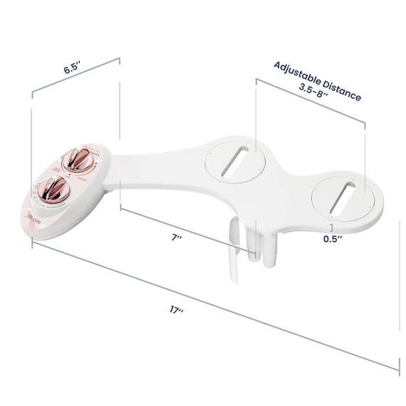 Luxe Bidet NEO 185 - Selbstreinigende, Doppeldüse, nicht elektrischer Bidet-Aufsatz für Toilettensitz, einstellbarer Wasserdruck, hintere und weibliche Wäsche (Roségold)