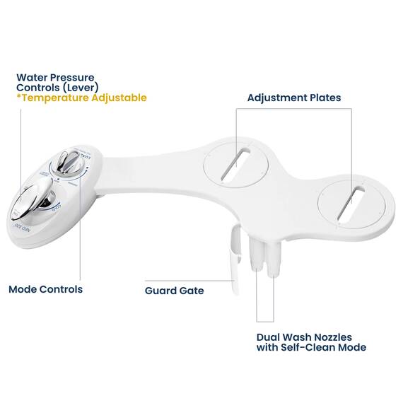 LUXE Bidet NEO 320 – Warm- und Kaltwasser, selbstreinigend, Doppeldüse, nicht elektrischer Bidet-Aufsatz für Toilettensitz, einstellbarer Wasserdruck, Heck- und Feminine-Waschung, Hebelsteuerung