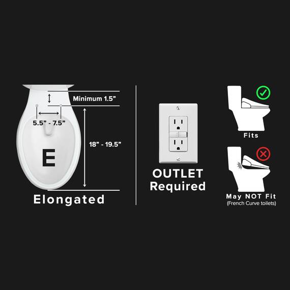 SmartBidet SB-2000WE Elektrischer Bidetsitz, weiß, länglich