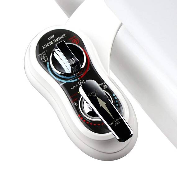 APURE BIDET A121 Warm- und Kaltwasser-Bidet-Aufsatz für WC-Sitz, Doppeldüse, Rücken- und Damenwäsche, selbstreinigend, einstellbarer Wasserdruck, nicht elektrischer Bidet-Toilettensitzaufsatz