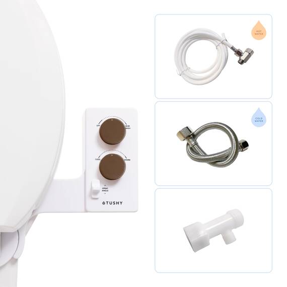 TUSHY Selbstreinigender Bidet-Aufsatz für kaltes bis warmes Wasser Einfache universelle DIY-Installation, kein Klempner erforderlich (Spülanschluss für die Wassertemperaturregelung erforderlich),