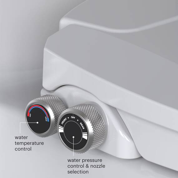 Brondell Swash Bidet-WC-Sitz, nicht elektrisch, 2 Temperaturen, passt auf runde Toiletten, Weiß, Doppeldüsen-System, einfache Installation