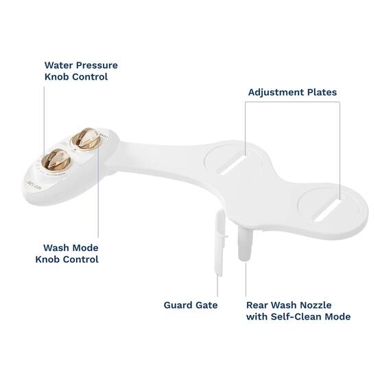 LUXE Bidet NEO 185 - Selbstreinigende, Doppeldüse, nicht elektrischer Bidet-Aufsatz für Toilettensitz, einstellbarer Wasserdruck, Heck- und Feminininwäsche (Gold)