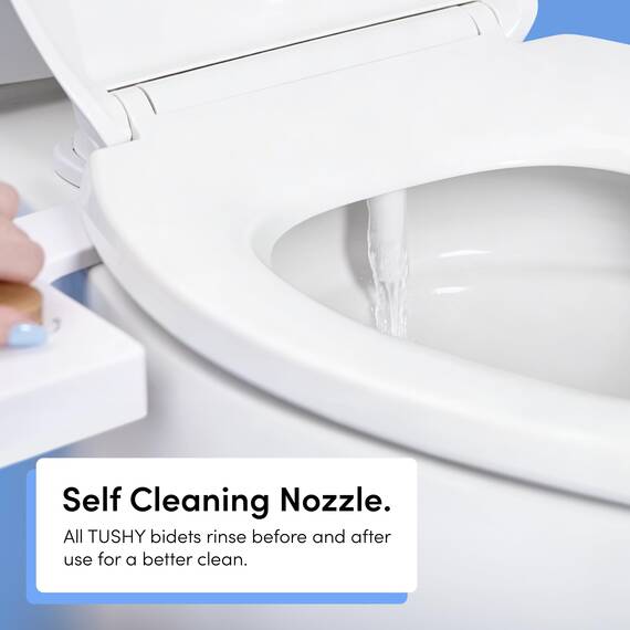 TUSHY Fresh Cool Water Bidet: Ultra Slim WC-Sitz-Aufsatz (nicht Elektrisch, Selbstreinigend, Hygienische Düse), Einfache DIY-Installation < 10 Min Einstellbarer Wasserdruck, Bambusknopf