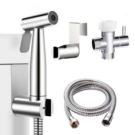 Bidet Sprayer Set, IDMAX Handheld Bidet Sprayer Kit Stainless Steel Bathroom Cloth Diaper Washer Portable Toilet Hand Shower Sprayer Muslim Shower for Personal Hygiene