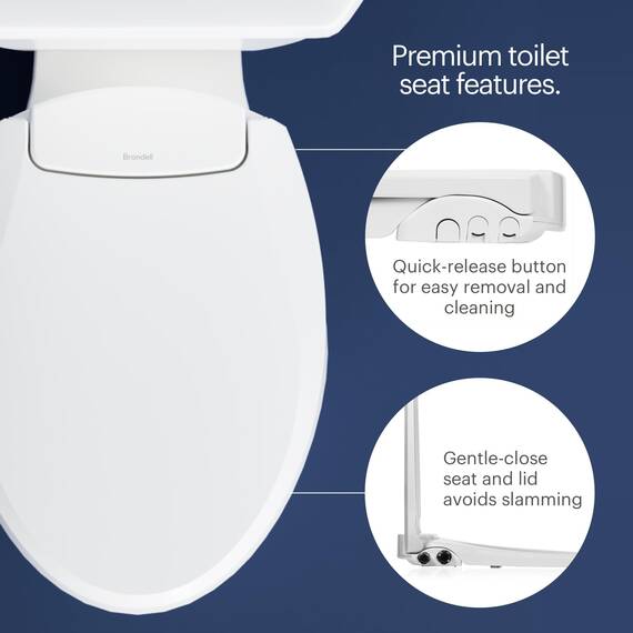 Brondell Swash Bidet-WC-Sitz, nicht elektrisch, 2 Temperaturen, passt auf runde Toiletten, Weiß, Doppeldüsen-System, einfache Installation