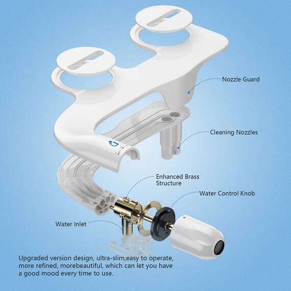 Bidet-Aufsatz für Toilette, Bidet-Aufsatz mit Doppeldüsen, nicht elektrisches Bidet mit hinterer & femininer Waschung, Bidet für Toilette