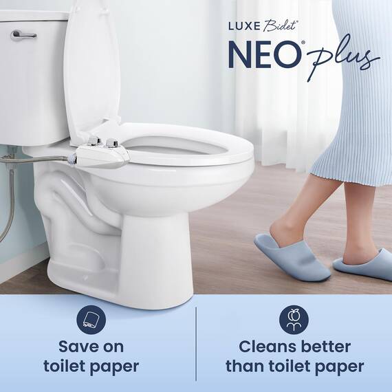 LUXE Bidet NEO 185 Plus – Mechanischer Bidet-Toilettensitzaufsatz der nächsten Generation mit innovativen EZ-Lift-Scharnieren, Doppeldüsen und 360°-Selbstreinigungsmodus (weiß)