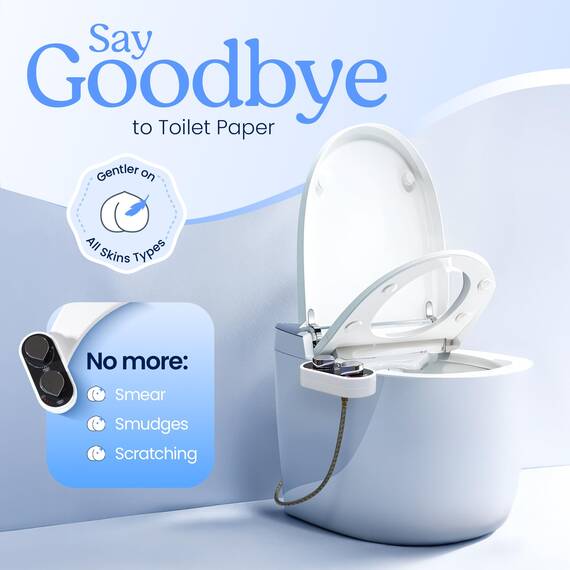 Clear Rear – Buttler Bidet-Toilettenaufsatz (1er-Packung), einfache Montage, nicht-elektrisch, mechanischer Bidet-Sprüher, selbstreinigende Düse und einstellbarer Druck