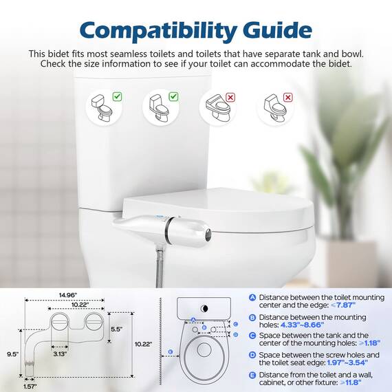 Bidet-Aufsatz für Toilette, Bidet-Aufsatz mit Doppeldüsen, nicht elektrisches Bidet mit hinterer & femininer Waschung, Bidet für Toilette