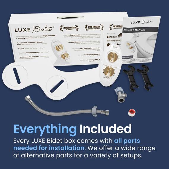 LUXE Bidet NEO 185 - Selbstreinigende, Doppeldüse, nicht elektrischer Bidet-Aufsatz für Toilettensitz, einstellbarer Wasserdruck, Heck- und Feminininwäsche (Gold)