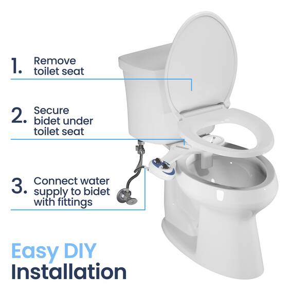 LUXE Bidet NEO 185 - Selbstreinigende, Doppeldüse, nicht elektrischer Bidet-Aufsatz für Toilettensitz, einstellbarer Wasserdruck, Heck- und Feminininwäsche (Gold)