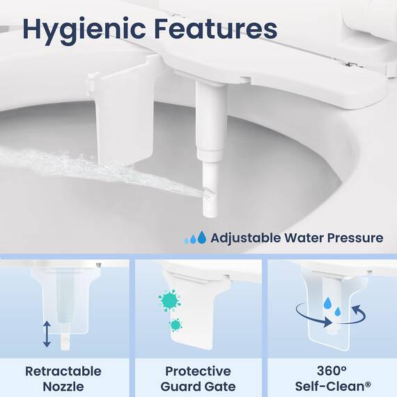 LUXE Bidet NEO 120 Plus – WC-Sitzaufsatz der nächsten Generation mit innovativen EZ-Lift-Scharnieren und 360°-Selbstreinigungsmodus (weiß)