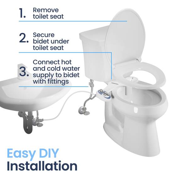 LUXE Bidet NEO 320 – Warm- und Kaltwasser, selbstreinigend, Doppeldüse, nicht elektrischer Bidet-Aufsatz für Toilettensitz, einstellbarer Wasserdruck, Heck- und Feminine-Waschung, Hebelsteuerung