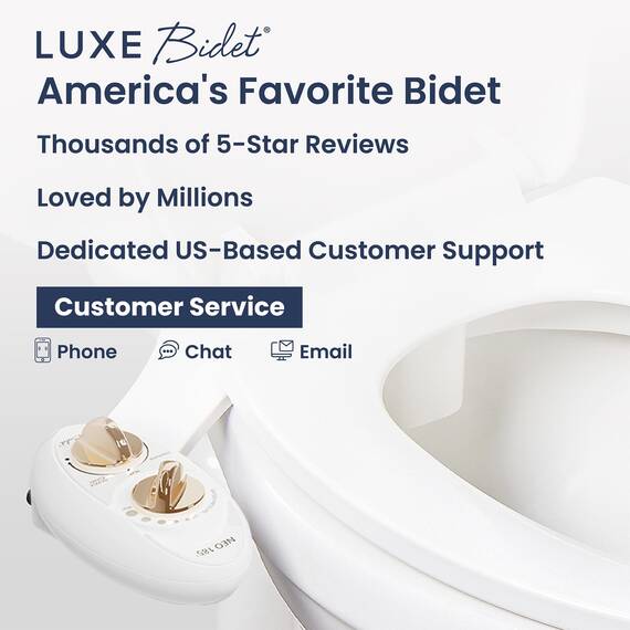 LUXE Bidet NEO 185 - Selbstreinigende, Doppeldüse, nicht elektrischer Bidet-Aufsatz für Toilettensitz, einstellbarer Wasserdruck, Heck- und Feminininwäsche (Gold)