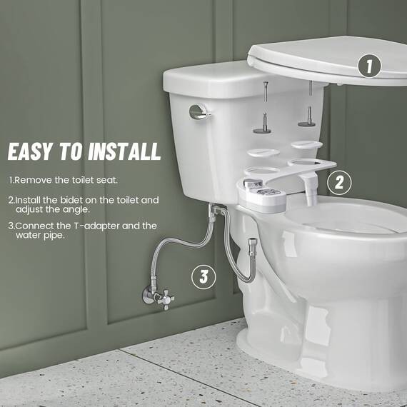 Bidet Aufsatz Nicht elektrisches Bidet Doppeldüse (Front- und Heckwäsche), selbstreinigender Bidet-Toilettensitz-Aufsatz mit einstellbarem Wasserdruck