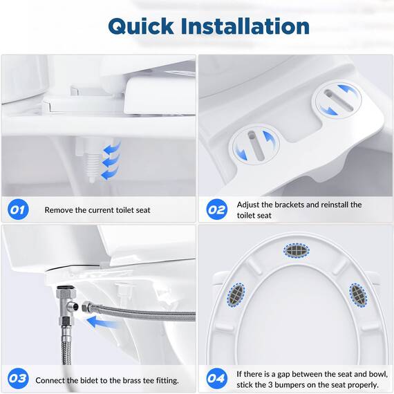 Bidet-Aufsatz für Toilette, Bidet-Aufsatz mit Doppeldüsen, nicht elektrisches Bidet mit hinterer & femininer Waschung, Bidet für Toilette