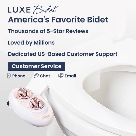 Luxe Bidet NEO 185 - Selbstreinigende, Doppeldüse, nicht elektrischer Bidet-Aufsatz für Toilettensitz, einstellbarer Wasserdruck, hintere und weibliche Wäsche (Roségold)