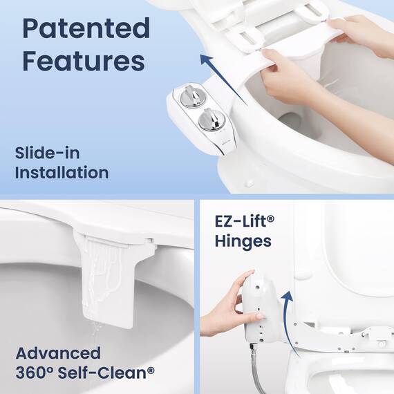 LUXE Bidet NEO 120 Plus – Next-Generation Bidet WC-Sitz Befestigung mit innovativen EZ-Lift Scharnieren und 360° Selbstreinigungsmodus (Chrom)