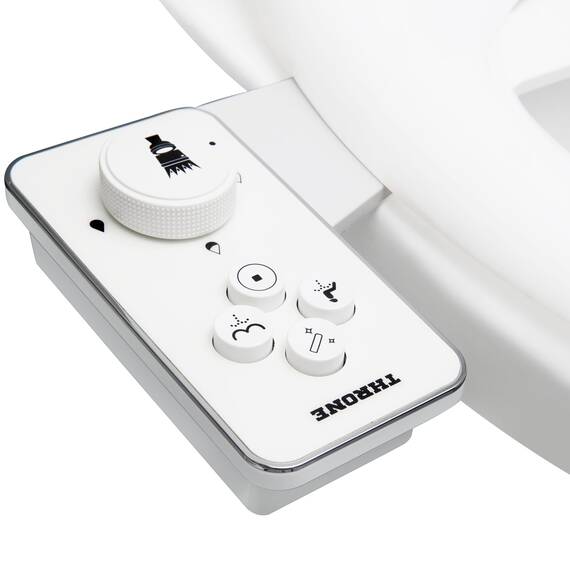 Throne Bidet-Toilettensitz-Aufsatz, ultradünn, nicht elektrisch, selbstreinigend, Doppeldüse, Wassersprüher mit verstellbarer Wasserdruckdüse, Winkelsteuerung und einfache Installation zu Hause