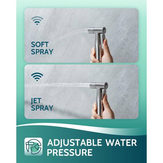 Hand-Bidet-Sprüher für Toilette, verstellbarer Wasserdruckstrahl-Sprüher für weibliche Wäsche, LUFEIDRA Edelstahl-Bidets für vorhandene Toiletten, muslimische Duschtuch, Windelsprüher, Bidet-Aufsatz