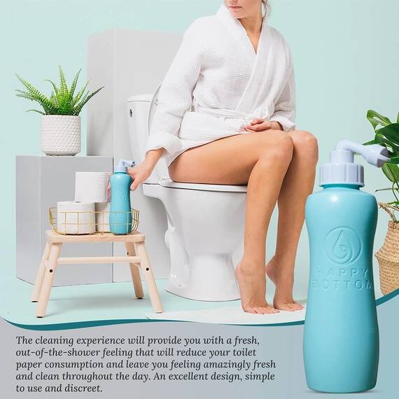Happy Bottom Washer Tragbares Bidet und Flasche für Zuhause oder auf Reisen, umweltfreundlich, hygienisch und natürlich, von The Happy Brand Company (Türkis)
