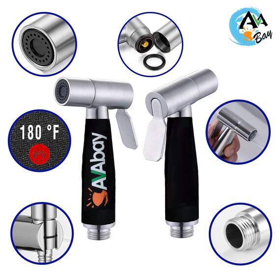 AVAbay Sprühkopf-Bidet-Spray aus Edelstahl, gebürstetes Chrom-Finish, Stoffwindel Shattaf – Haustierwäsche (nur Sprühkopf – Trommelmodell)