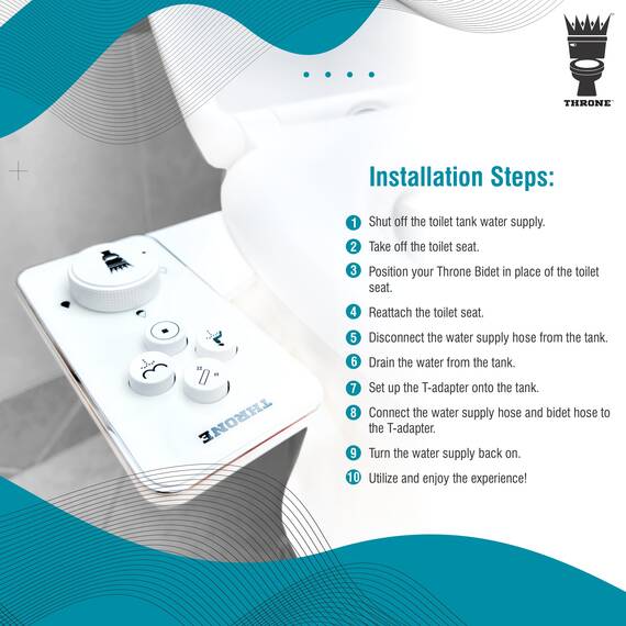 Throne Bidet-Toilettensitz-Aufsatz, ultradünn, nicht elektrisch, selbstreinigend, Doppeldüse, Wassersprüher mit verstellbarer Wasserdruckdüse, Winkelsteuerung und einfache Installation zu Hause
