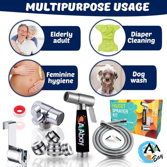 AVAbay® Handbrause für die Toilette, Bidet-Aufsatz für warmes und kaltes Wasser, langer 203,2 cm langer Schlauch, perfekt für weibliche Hygiene, Stoffwindel, Badezimmer-WC-Reinigung