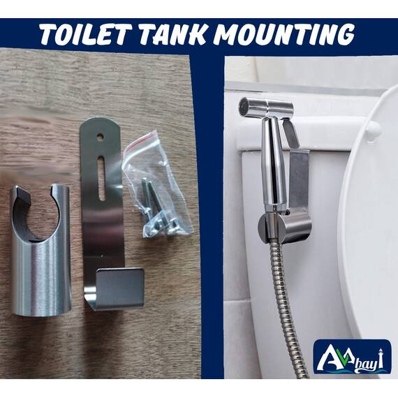 AVAbay Sprayer Head Holster Mount-Handheld Bidet Holder for Toilet Hand Held Shattaf Hanger Hook Mounting-Toilettentank or Wall Mounted Bathroom Head Hold