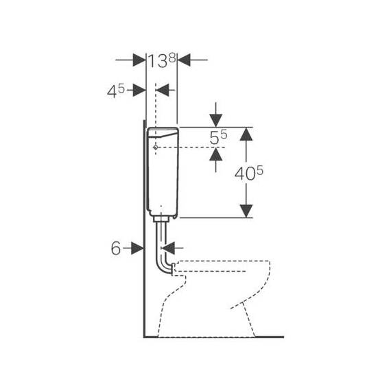 Geberit Aufputz Spülkasten AP140 für 2-Mengen-Spülung, Toilettenspülung tief hängend, mit flexiblem Wasseranschluss, geräuscharm, weiß, Art.Nr. 140300111