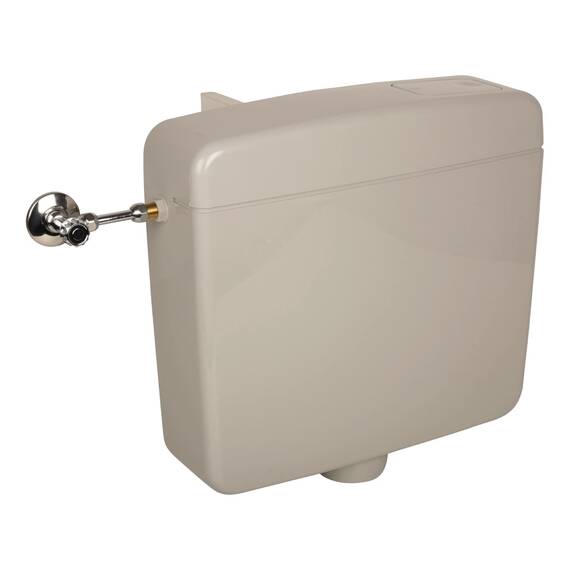 Calmwaters® Spülkasten Grau mit Spül-Stopp-Funktion, 6-9 Liter Spülmenge, Aufputzspülkasten WC schmal, flacher Spülkasten Elements, Aufputz-Montage, Start-Stopp-Taste, Manhattan-Grau, 29HB2717