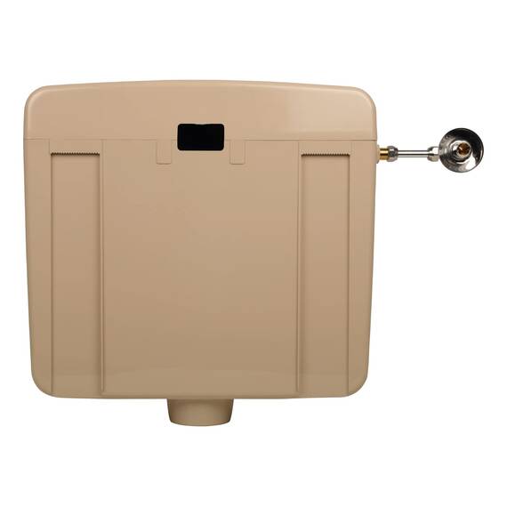 Calmwaters® Spülkasten Beige mit Spül-Stopp-Funktion, 6-9 Liter Spülmenge, Aufputzspülkasten WC schmal, flacher Spülkasten Elements, Aufputz-Montage, Start-Stopp-Taste, Beige-Bahamabeige, 29HB2716