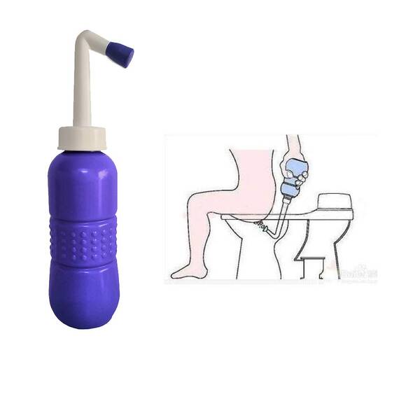Antallcky Tragbares Reise-Bidet-Reinigungsgerät für den Po, Abwischer, persönliches Bidet-Spray für Toilette, Analdum, Reinigungsflasche für Herren, Damen, 450 ml, Blau