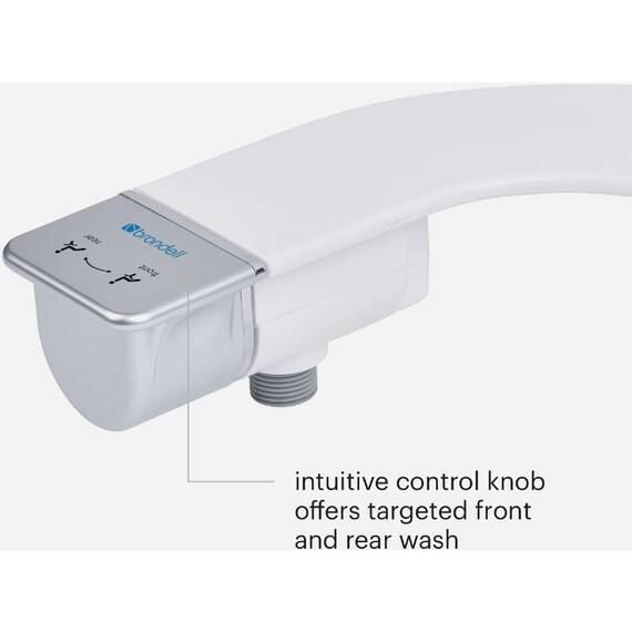 Brondell SS-250 SimpleSpa Thinline Essential Bidet-Aufsatz für WC-Sitze mit einstellbarem Wasserdruck, seitliche Armsteuerung, dünnes Profil, silberner Knopf (Doppeldüse)
