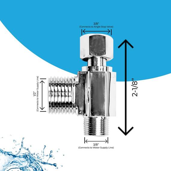 GenieBidet 3/8 x 3/8 x 1/2 Zoll Problemlöser T-Anschluss Verbindet an Ihre 3/8-Wasserversorgung/Winkelventil anstelle des 7/8-WC-Einlass. Problemlöser für TOTO & Einteilige Toiletten