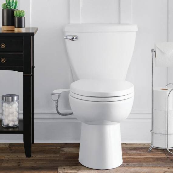 Brondell SS-250 SimpleSpa Thinline Essential Bidet-Aufsatz für WC-Sitze mit einstellbarem Wasserdruck, seitliche Armsteuerung, dünnes Profil, silberner Knopf (Doppeldüse)