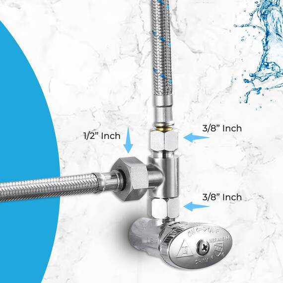 GenieBidet 3/8 x 3/8 x 1/2 Zoll Problemlöser T-Anschluss Verbindet an Ihre 3/8-Wasserversorgung/Winkelventil anstelle des 7/8-WC-Einlass. Problemlöser für TOTO & Einteilige Toiletten