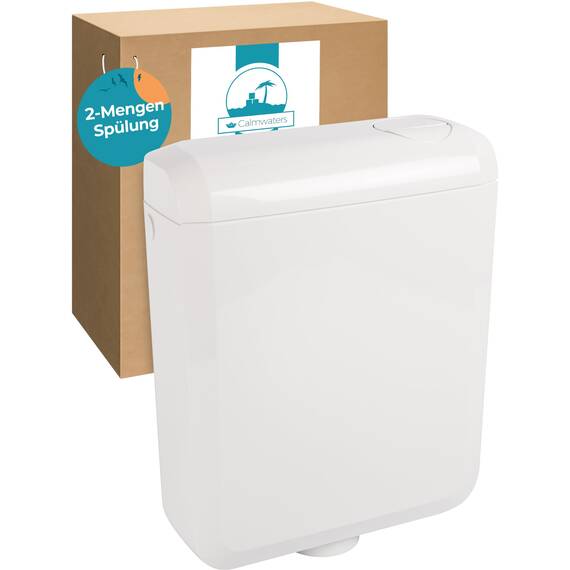 Calmwaters® Spülkasten mit 2-Mengen-Spülung, 3-3,5 & 6-7 Liter Spülmenge, Aufputzspülkasten WC schmal, Spülkasten in Weiß zur Aufputz-Montage, mit Zwei Mengen Technik, 29HB2732
