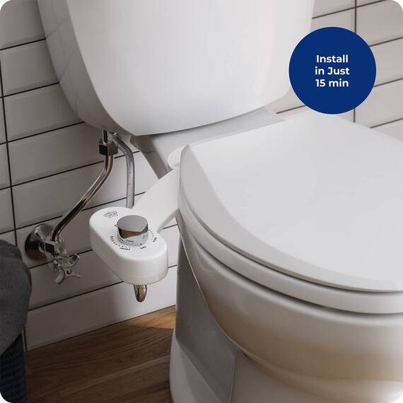 Squatty Potty SP Refresh-it Dual Stream Fresh Water Bidet Toilet Seat Attachment Non Electric, White, 17 x 4.5 x 9.8 inches