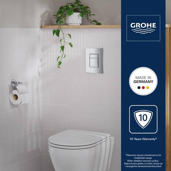 GROHE Skate Cosmopolitan, Abdeckplatte WC 2-Mengen (wassersparende Betätigungsplatte für den Spülkasten, für 2-Mengen Spülung, Drückerplatte mit Start und Stopp-Betätigung), chrom, 38732000