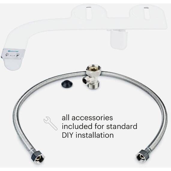 Brondell SS-250 SimpleSpa Thinline Essential Bidet-Aufsatz für WC-Sitze mit einstellbarem Wasserdruck, seitliche Armsteuerung, dünnes Profil, silberner Knopf (Doppeldüse)