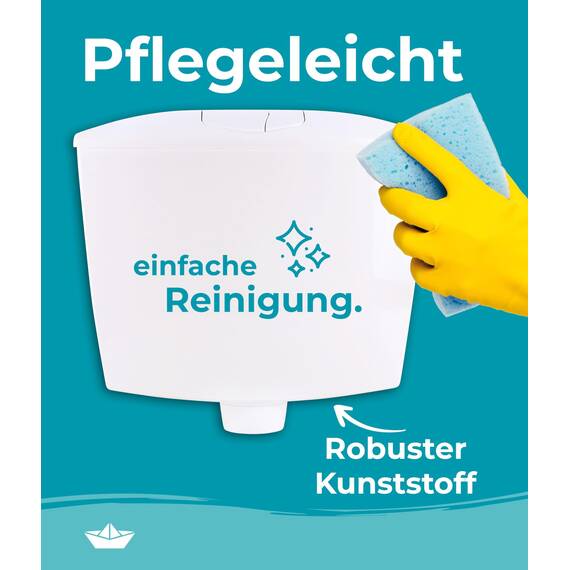 Calmwaters® Premium Spülkasten WC - Made in EU - wassersparend - 2-Mengen-Spülung - Aufputz Spülkasten - flexible Montage, Beschichtet, Kunststoff