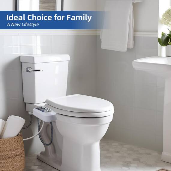 Hibbent Bidet-Aufsatz für Toilette mit selbstreinigender Doppeldüse, Heiß- und Kaltwasserspray, nicht elektrisch, mechanischer Toilettensitz, Bidet für hintere oder weibliche Waschung, desinfizierend