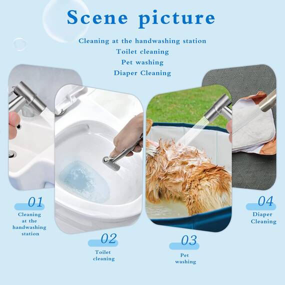 Bidet Sprayer Set, IDMAX Handheld Bidet Sprayer Kit Stainless Steel Bathroom Cloth Diaper Washer Portable Toilet Hand Shower Sprayer Muslim Shower for Personal Hygiene