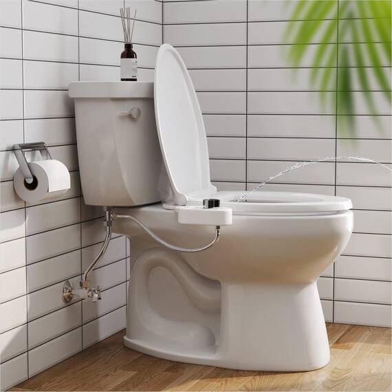 Squatty Potty SP Refresh-it Dual Stream Fresh Water Bidet Toilet Seat Attachment Non Electric, White, 17 x 4.5 x 9.8 inches